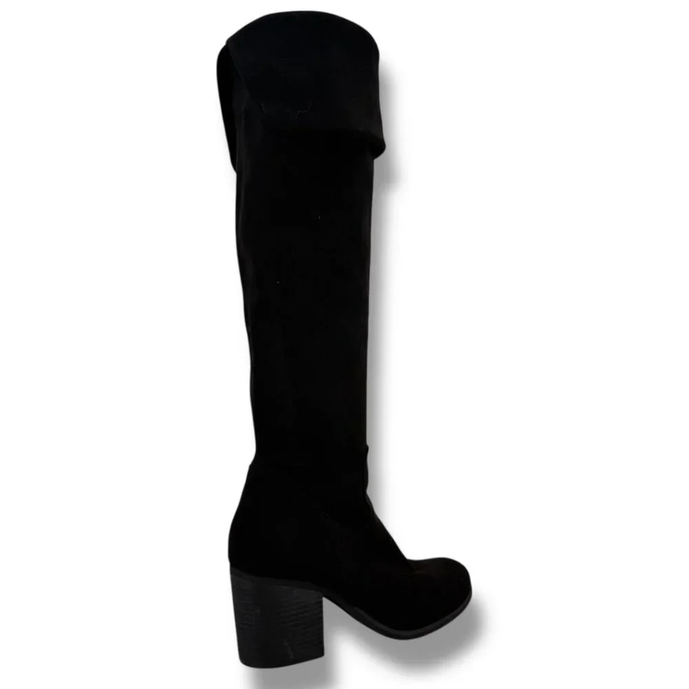 Melrose & Market Black Faux‎ Suede Over The Knee Boots 7M Block Heel